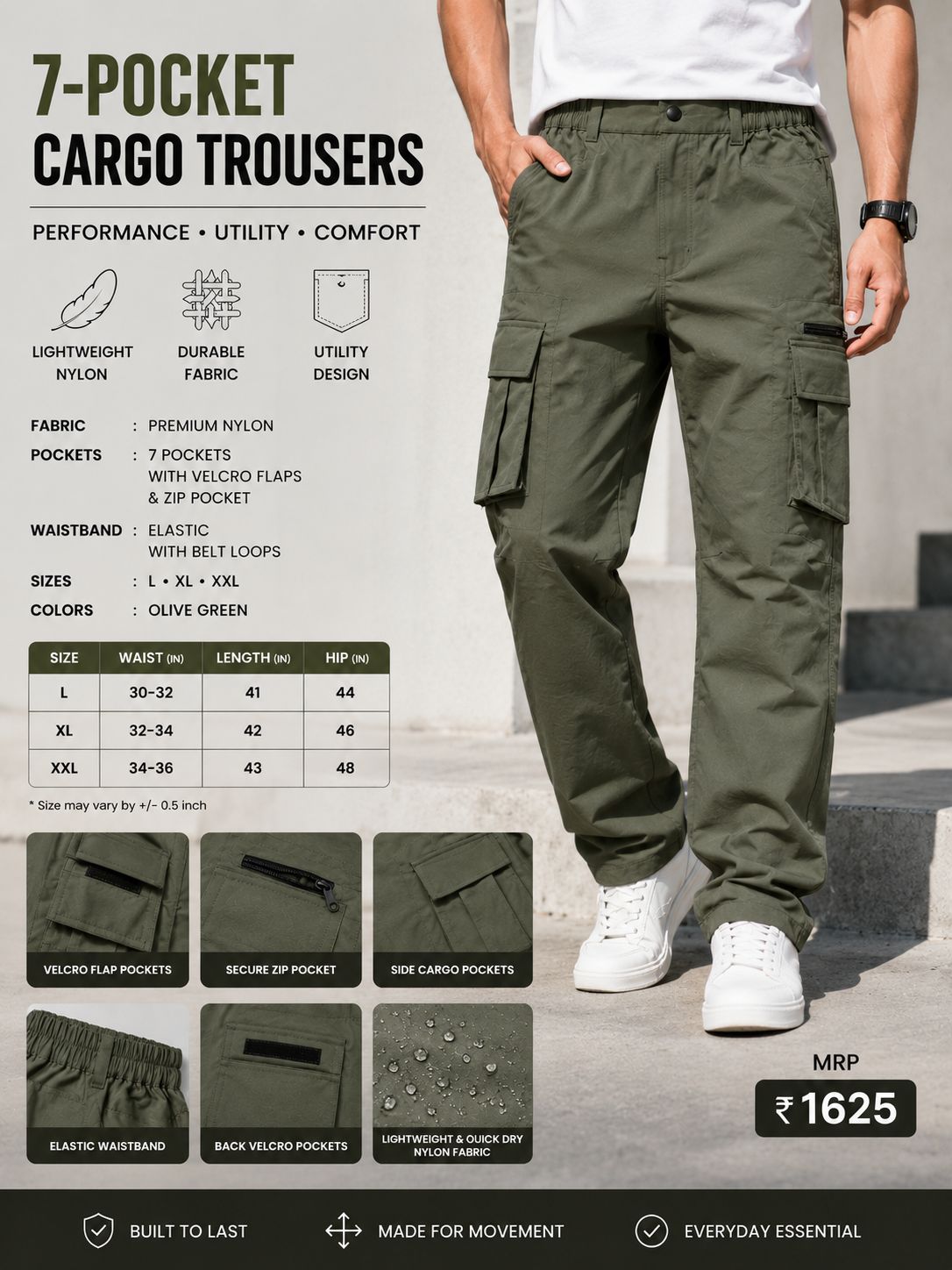 TENUP 7 POCKET CARGO TROUSERS